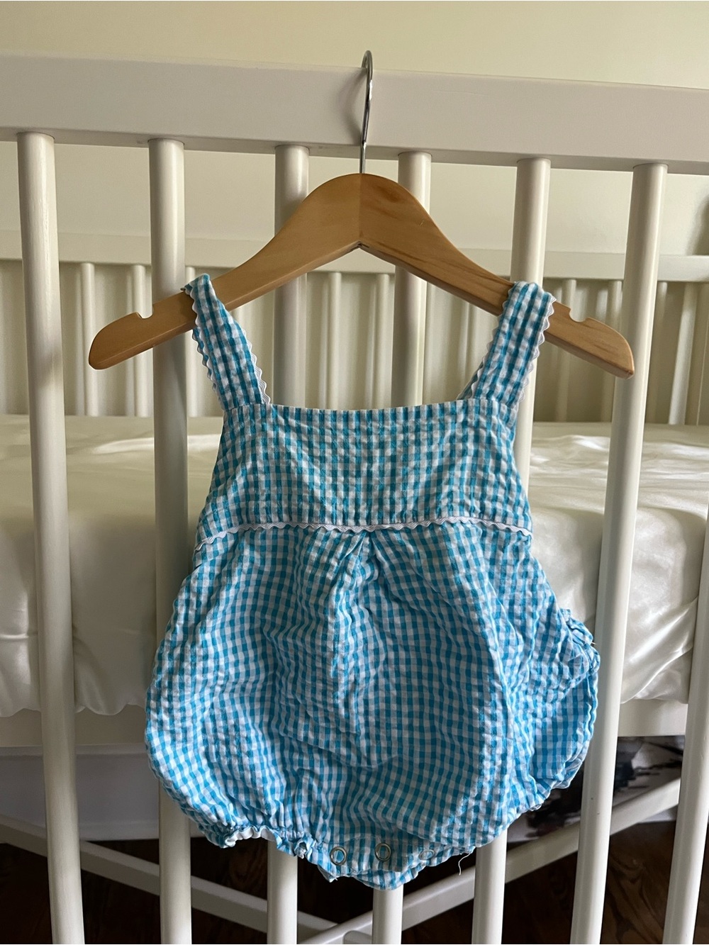 Carriage Boutique Blue Gingham Baby Bubble Romper